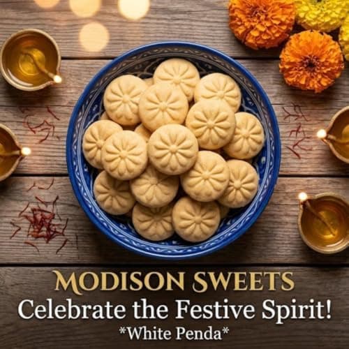 MODISON White Penda Indian Sweets Milk Mithai 8 Piece 200g thumbnail 5