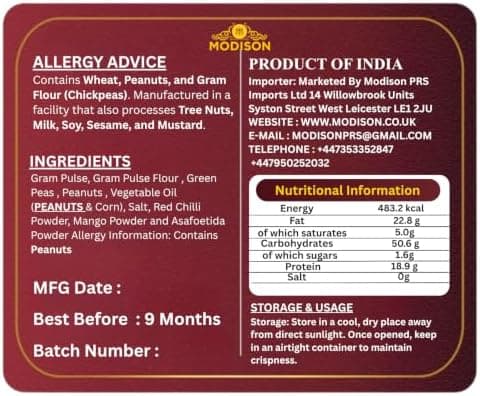 MODISON Bombay Mix Indian Namkeen Snack Traditional Savoury 200g thumbnail 2