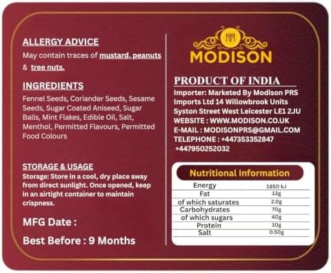 MODISON Pune Mukhwas Indian Mouth Freshener Fennel Coriander 100g thumbnail 2