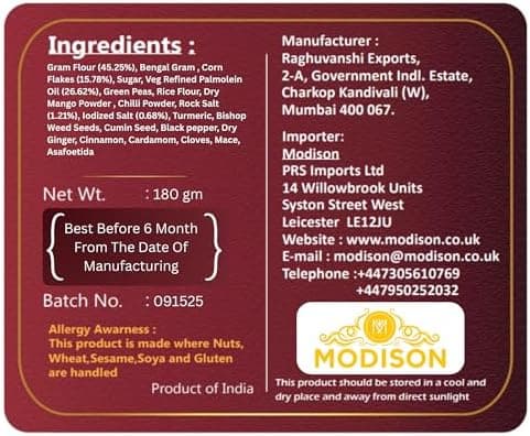 MODISON Manglori Mix Indian Snacks Spicy Crunchy 180g thumbnail 7