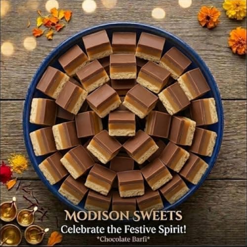 MODISON Chocolate Barfi Indian Sweets Milk Mithai 8 Piece 370g thumbnail 5
