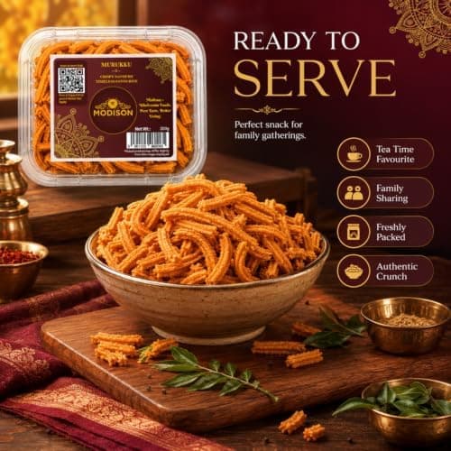 MODISON Murukku Indian Namkeen Snack Crispy Traditional 200g thumbnail 4