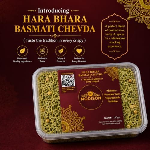 MODISON Hara Bhara Basmati Chivada Indian Namkeen Mint Coriander 180g thumbnail 3