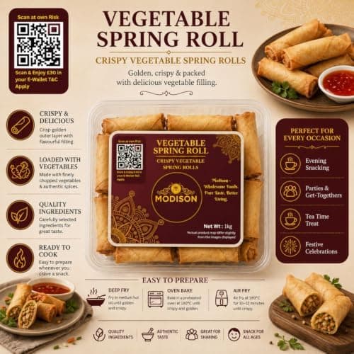 MODISON Vegetable Spring Roll Ready to Cook Frozen Snack 1kg thumbnail 3