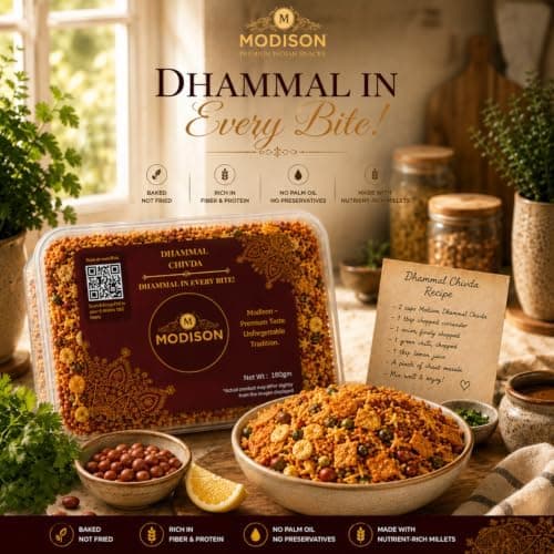 MODISON Dhammal Chivda Indian Namkeen Spicy Crunchy Mix 180g thumbnail 4