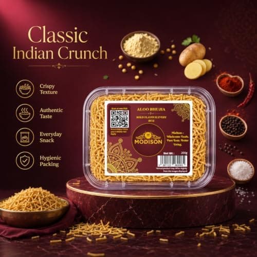 MODISON Aloo Bhujia Authentic Indian Namkeen Snack 200g thumbnail 4