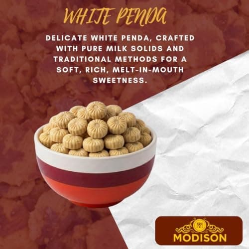 MODISON White Penda Indian Sweets Milk Mithai 8 Piece 200g thumbnail 7