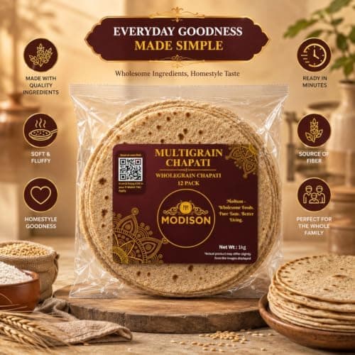 MODISON Multigrain Chapati 12 Pcs Frozen Indian Flatbread 1kg thumbnail 7