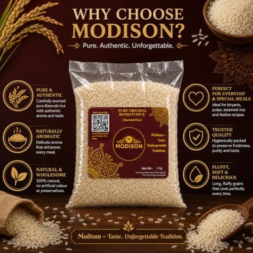 MODISON Pure Original Basmati Rice Long Grain Gluten Free 1kg thumbnail 4