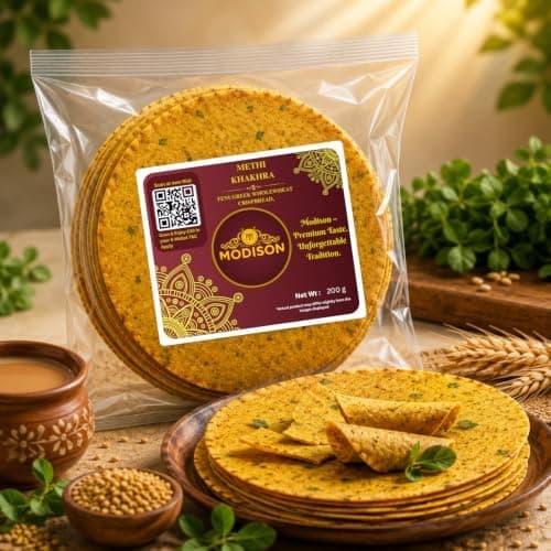 MODISON Methi Khakhra Whole Wheat Fenugreek Crispbread Snack 200 g thumbnail 3