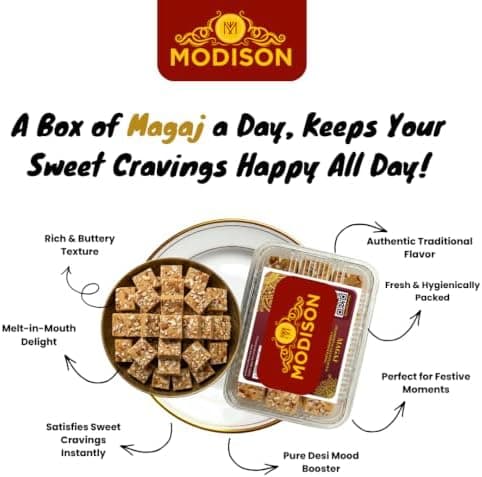 MODISON Magaj Indian Sweets Gram Flour Mithai 12 Piece thumbnail 2