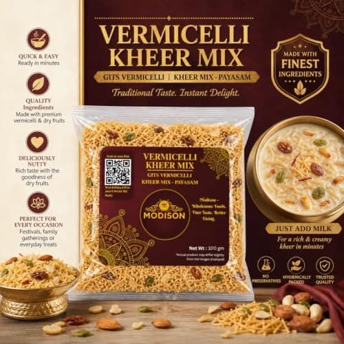 MODISON Vermicelli Kheer Mix Instant Payasam Dessert Mix 100g thumbnail 3
