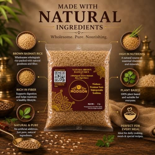 MODISON Natural Brown Basmati Rice Wholegrain High Fibre 1kg thumbnail 4