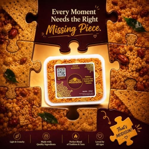MODISON Papad Kurmura Indian Namkeen Crispy Puffed Rice 180g thumbnail 7