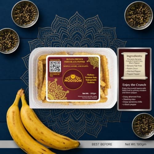 MODISON Banana French Fries Indian Snacks Black Pepper Kela 180g thumbnail 7