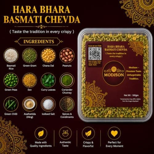 MODISON Hara Bhara Basmati Chivada Indian Namkeen Mint Coriander 180g thumbnail 5