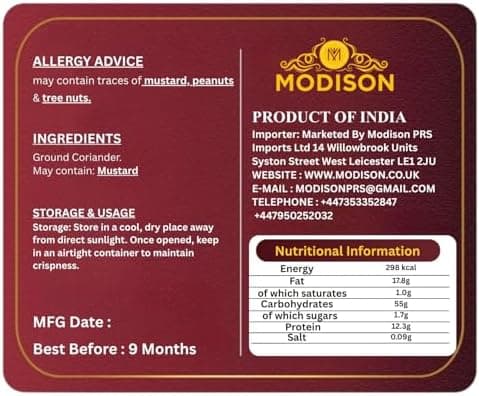 MODISON Coriander Powder Indian Spices Pure Dhania 400g thumbnail 7