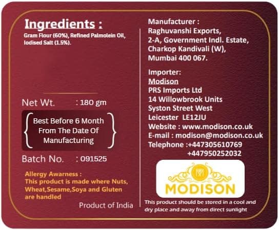 MODISON Nylon Sev Indian Snacks Crispy Gram Flour 180g alternate image