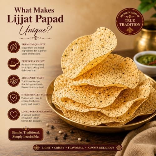 MODISON Plain Urad Papad Indian Papad Crispy Lentil Wafer 200g thumbnail 3
