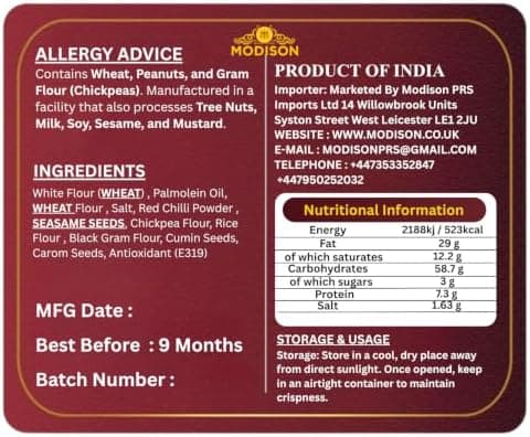 MODISON Chakri Crispy Indian Namkeen Snack 200g thumbnail 2