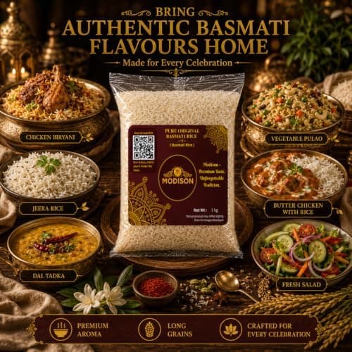 MODISON Pure Original Basmati Rice Long Grain Gluten Free 1kg thumbnail 2