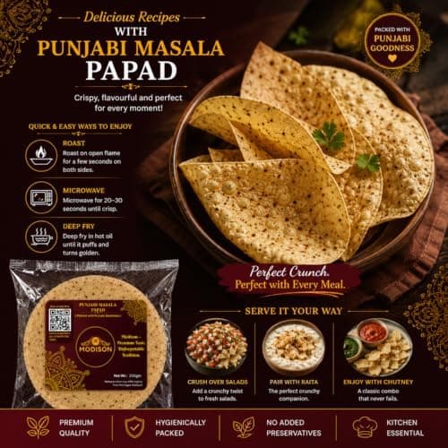 MODISON Punjabi Masala Indian Papad Spicy Lentil Wafer 200g thumbnail 4