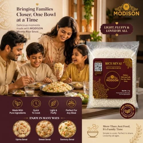 MODISON Brown Rice Sevai Rice Noodles, Brown Rice Vermicelli, 1 kg thumbnail 7
