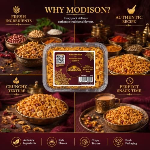 MODISON Chanachur Indian Namkeen Snack Traditional Savoury 200g thumbnail 3
