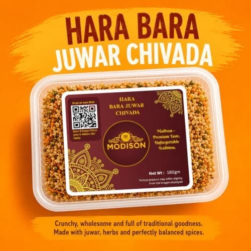 MODISON Hara Bhara Jowar Chivda Indian Namkeen Roasted Sorghum 180g thumbnail 5