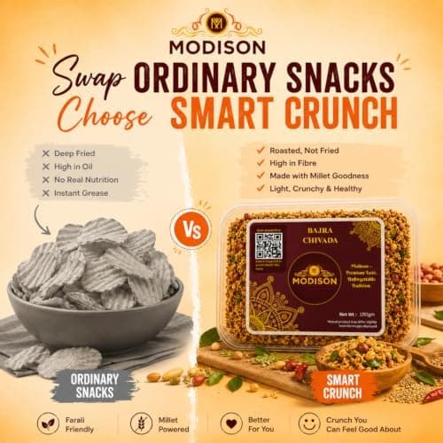 MODISON Bajra Chivda Indian Namkeen Crispy Pearl Millet 180g thumbnail 6