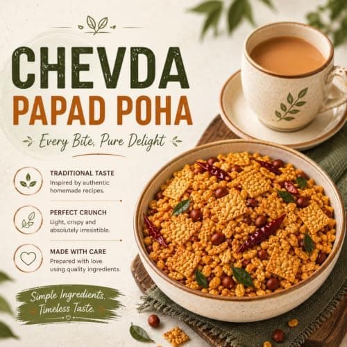 MODISON Chevda Papad Poha Indian Namkeen Crispy Mix 180g thumbnail 7