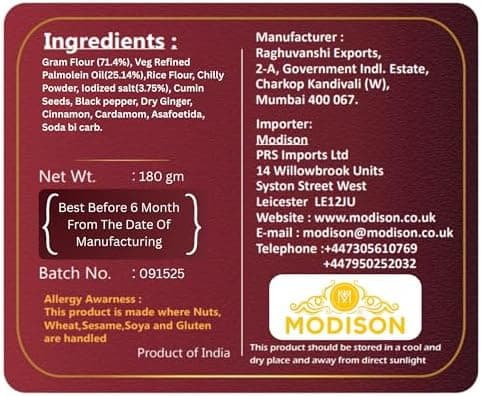 MODISON Tikhi Sev Indian Snacks Spicy Gujarati Namkeen 180g thumbnail 7