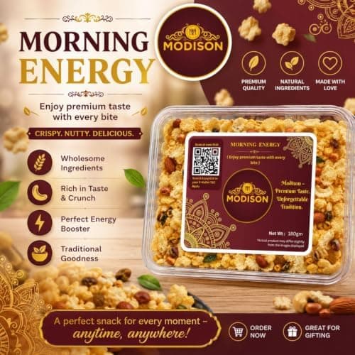 MODISON Morning Energy Granola Breakfast Cereal Crunchy Oats 180g thumbnail 3