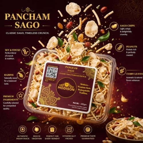 MODISON Pancham Sago Indian Namkeen Crunchy Sabudana Blend 180g thumbnail 2