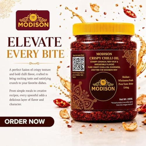 MODISON Crispy Chilli Oil 190ml – Spicy Chilli Crunch Condiment with Crispy Garlic | Bold Flavor & Crunch | Ideal for Noodles, Ramen, Dumplings & Rice Bowls | Vegan Friendly (190ml) thumbnail 6