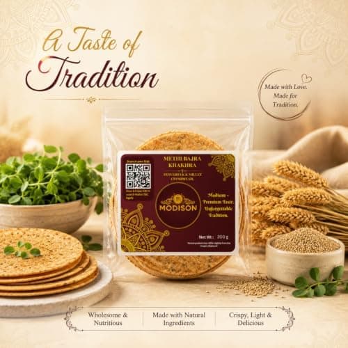 MODISON Methi Bajra Khakhra Fenugreek Millet Crispbread 200g thumbnail 6