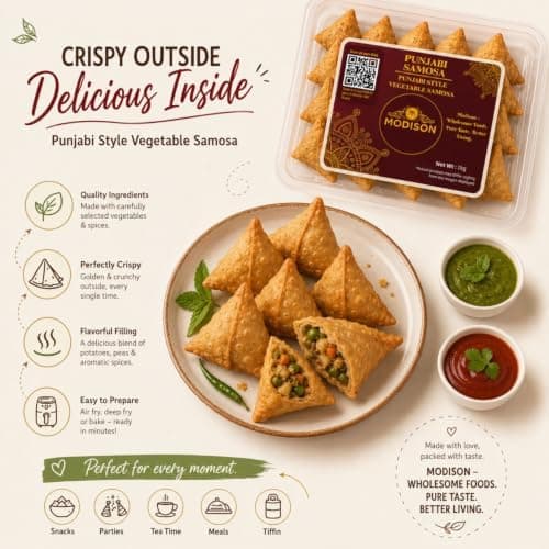 MODISON Punjabi Samosa Traditional Frozen Indian Snack 1kg thumbnail 4