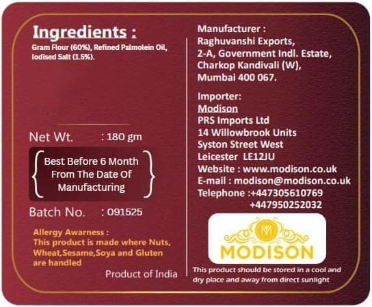 MODISON Nylon Sev Indian Snacks Crispy Gram Flour 900g thumbnail 7