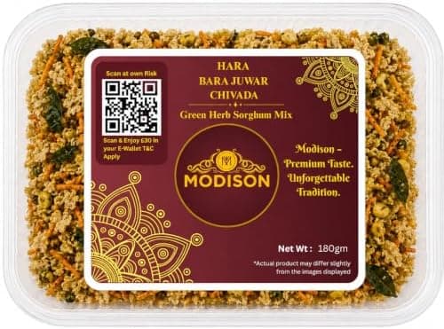 MODISON Hara Bhara Jowar Chivda Indian Namkeen Roasted Sorghum 180g thumbnail 1