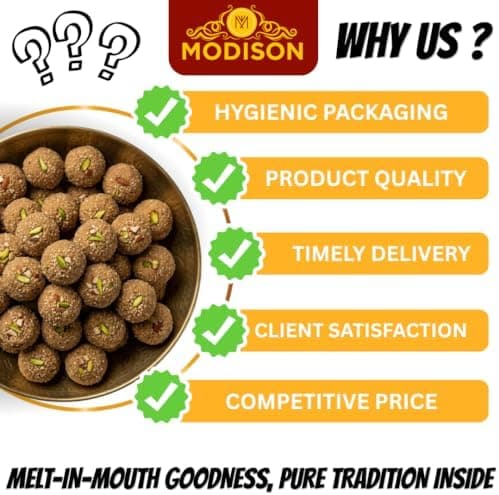 MODISON Churma Ladoo Indian Sweets Jaggery Mithai 2 Piece 80g thumbnail 3