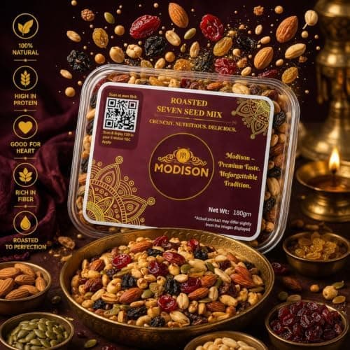 MODISON Roasted Seven Seed Mix Indian Snacks Protein Rich 180g thumbnail 6