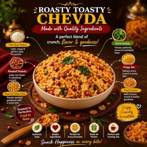 MODISON Roasty Toasty Chevda Indian Namkeen Roasted Crunchy 180g thumbnail 6