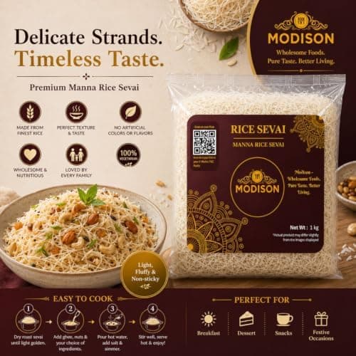 MODISON Brown Rice Sevai Rice Noodles, Brown Rice Vermicelli, 1 kg thumbnail 4