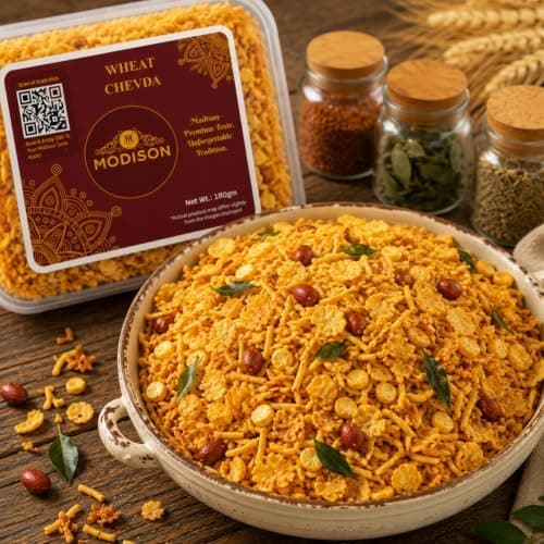 MODISON Wheat Chevda Indian Namkeen Crispy Flakes Mix 180g thumbnail 2