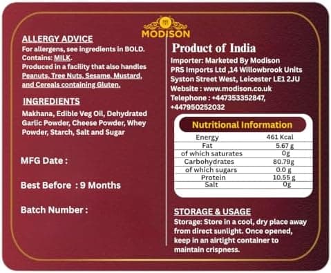 MODISON Roasted Makhana Healthy Snacks Cheesy Italiana 80g thumbnail 2