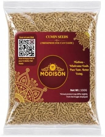 MODISON Cumin Seeds Whole Jeera Natural Spice Tempering 100g thumbnail 1