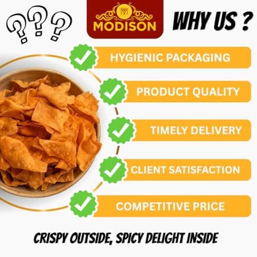 MODISON Tikha Papadi Ghatiya Indian Snacks Spicy Besan 180g thumbnail 2