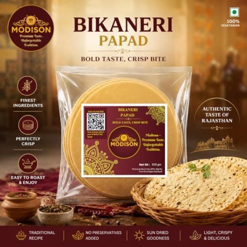MODISON Bikaneri Papad Indian Papad Crispy Rajasthani 200g thumbnail 2