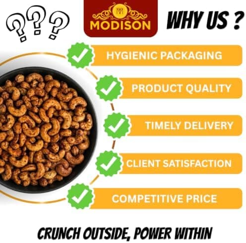 MODISON Roasted Cashew Nuts Healthy Snacks Protein Rich Kaju 400g thumbnail 7