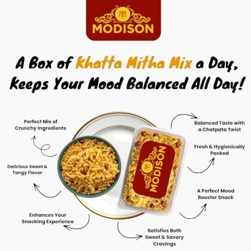 MODISON Khatta Meetha Mix Indian Namkeen Sweet Tangy Snack 180g thumbnail 2